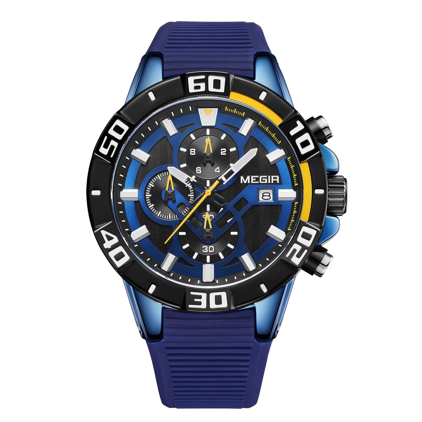 MEGIR Men Wristwatch Top Brand Luxury Silicone Strap Sport Watches Waterproof Luminous Quartz Clock Chronograph Reloj Hombre-3