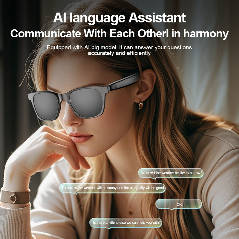 Smart Glasses with AI Translator BT Glasses Hands-Free Music & Calls Outdoor Sports Headphones Waterproof for Men & Woman-0