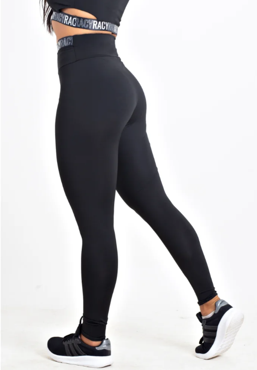 Calça legging preta cintura alta com elástico