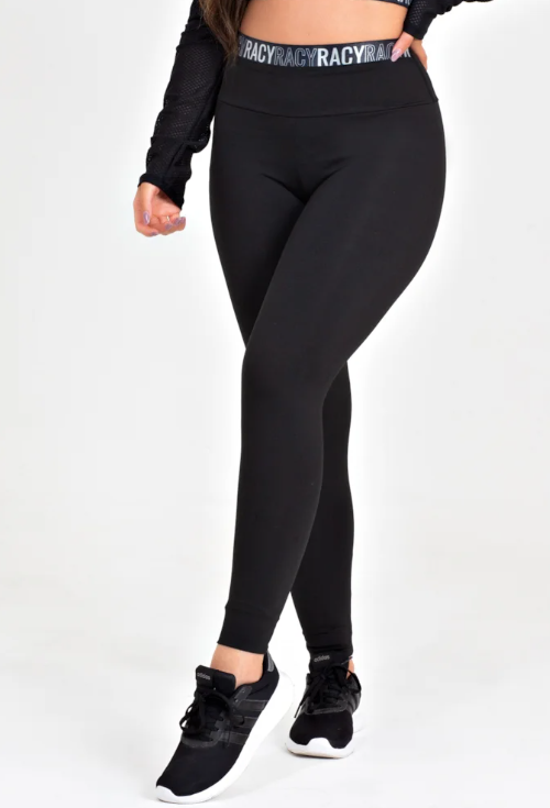 Calça legging preta cintura alta com elástico