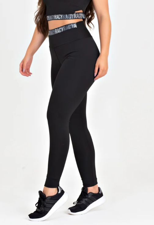Calça legging preta cintura alta com elástico