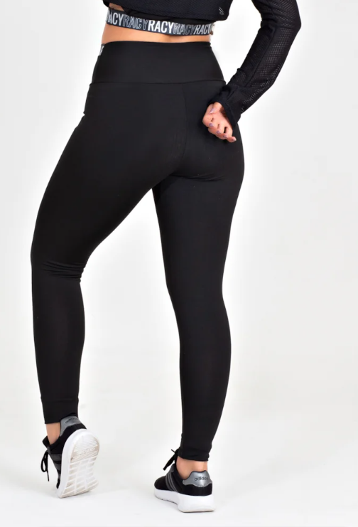 Calça legging preta cintura alta com elástico