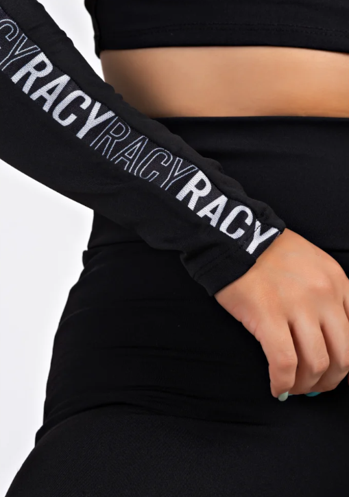 Conjunto calça legging com elástico tela Dry + cropped manga longa gola alta