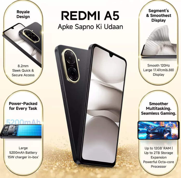 Smartphone Xiaomi Redmi A5 4/128GB - Preto