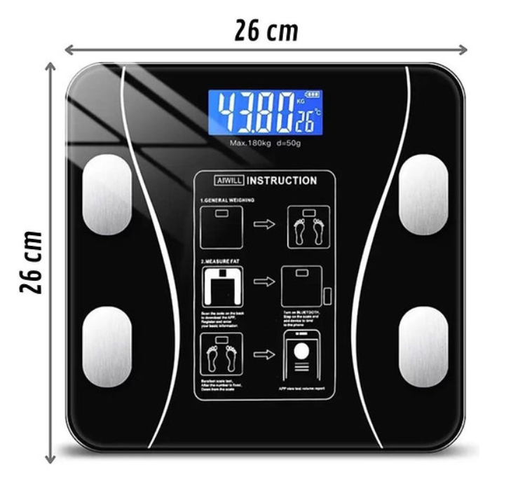 Balança corporal até 180kg (Bioimpedancia digital Bluetooth)
