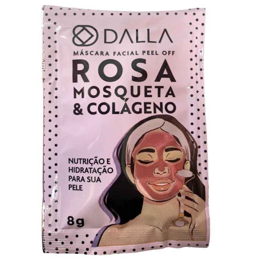Máscara Facial Rosa Mosqueta & Colágeno Peel Off Dalla DL1005 - Kit c/ 10 unid
