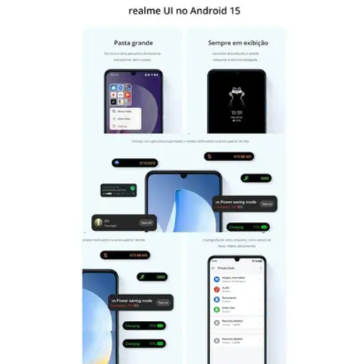 Smartphone Realme Note 70, 128GB, 4GB RAM, Android 14, Tela 6,67