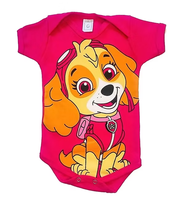 Body De Bebê Mêsversario Temático Patrulha Canina - Skye