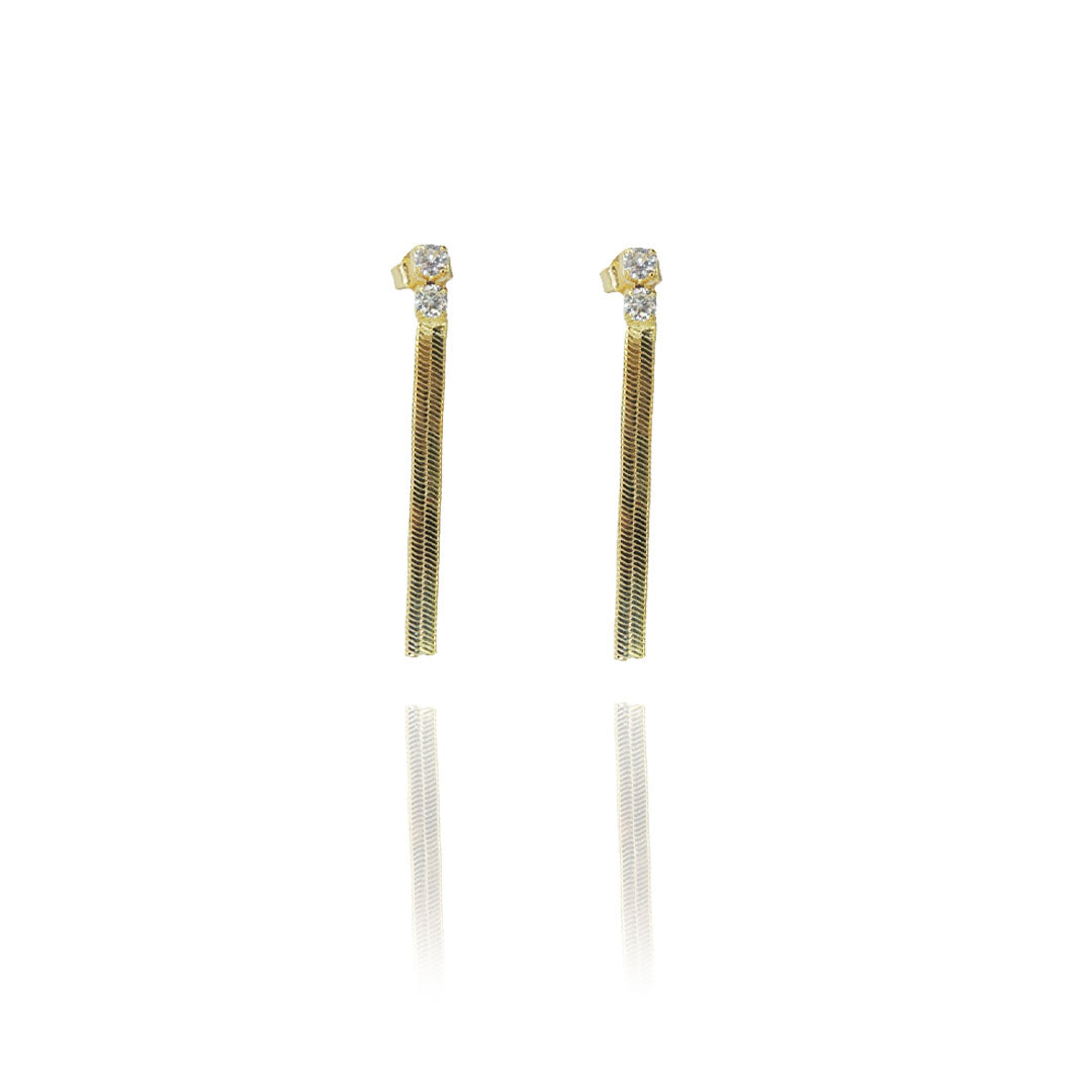 Brinco de Fita com Zircônia Banhado em Ouro 18k
