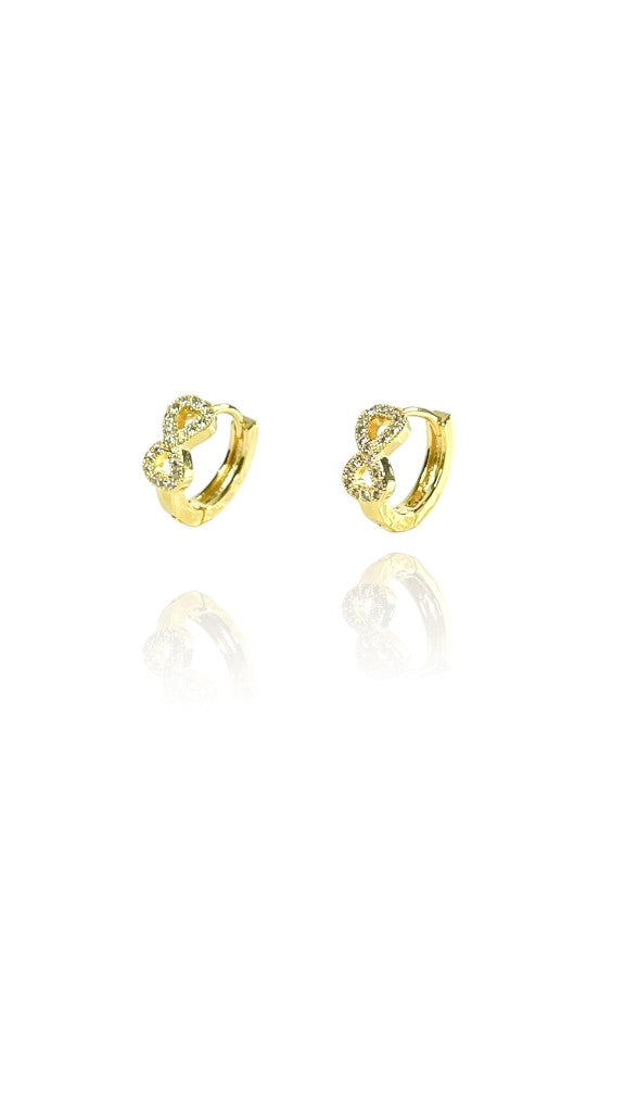 Brinco Argolinha Infinito Com Micro Zircônia Banhado em Ouro 18k