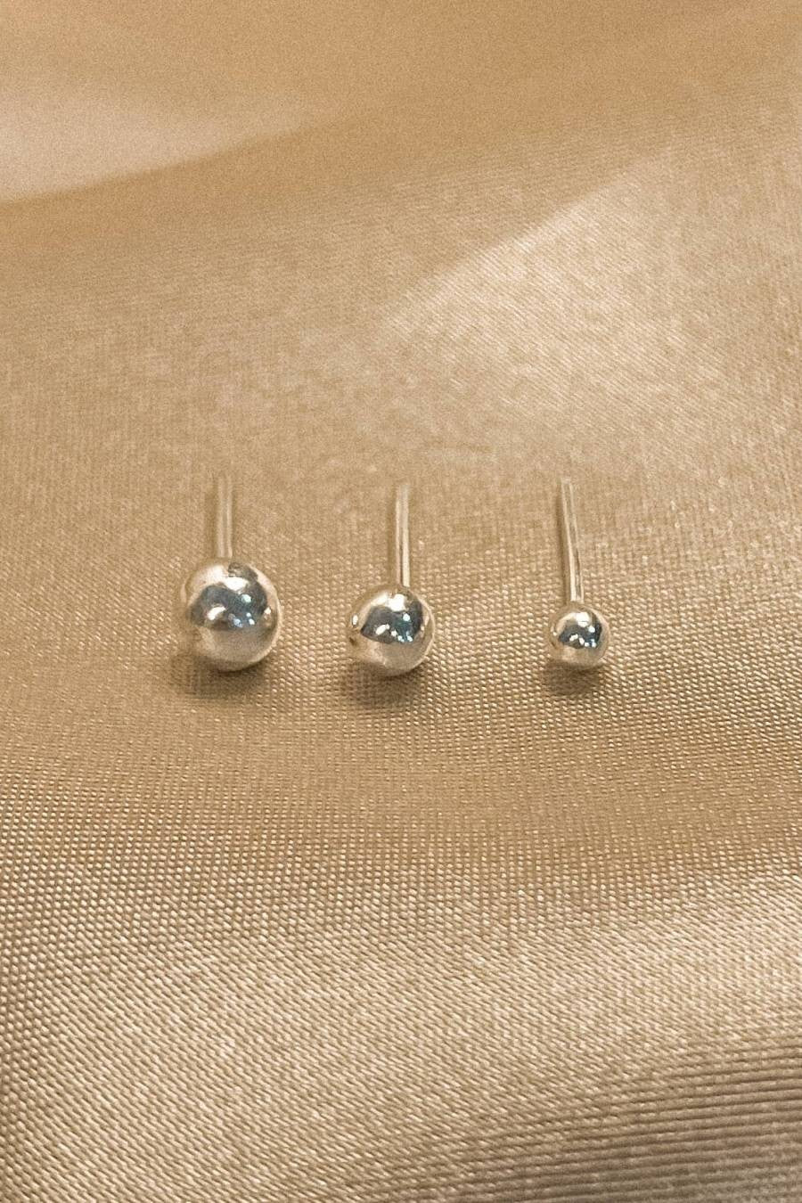Trio de Brincos Bolinha em Prata 925