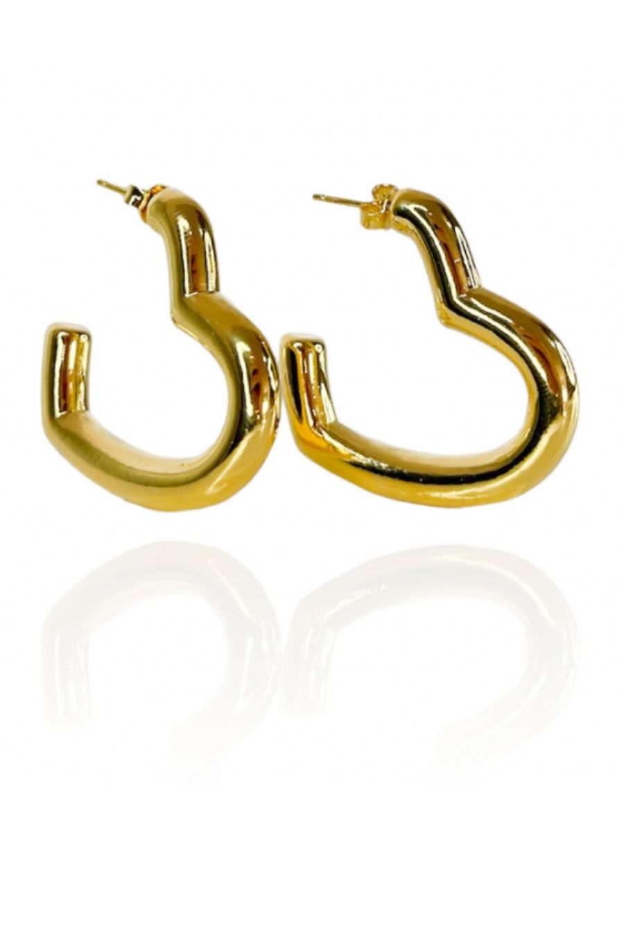 Brinco Argola de Coração Grossa Banhado em Ouro 18k