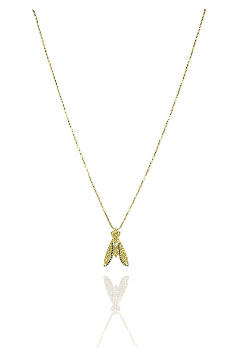 Colar Nossa Senhora Com Zircônias Azuis Banhado em Ouro 18k