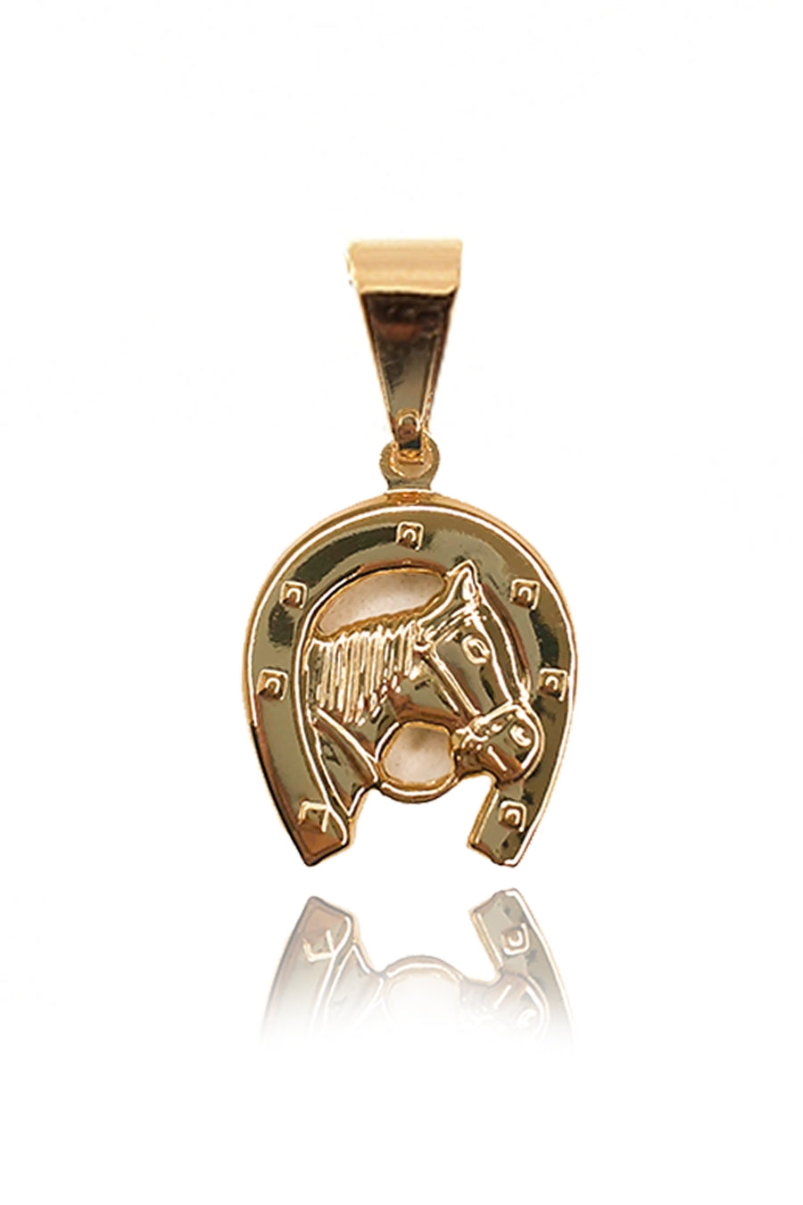 Pingente Ferradura com Cavalo Banhado em Ouro 18k