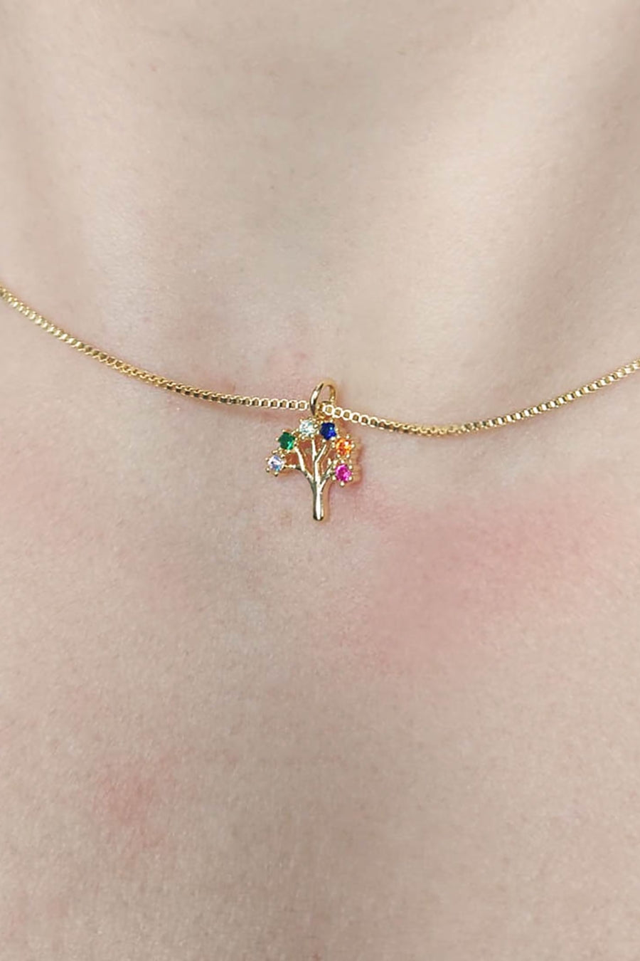 Choker Árvore da Vida Colorida Banhado em Ouro 18k
