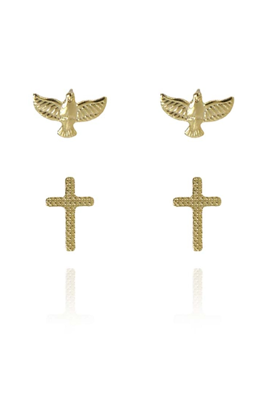 Duo de Cruz e Espírito Santo Banhado em Ouro 18k