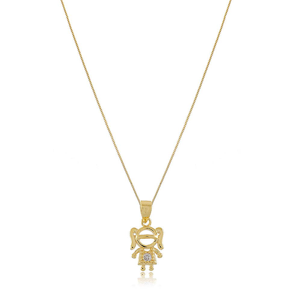 Colar de Casal de Filhos Banhado em Ouro 18k Nome:Menino