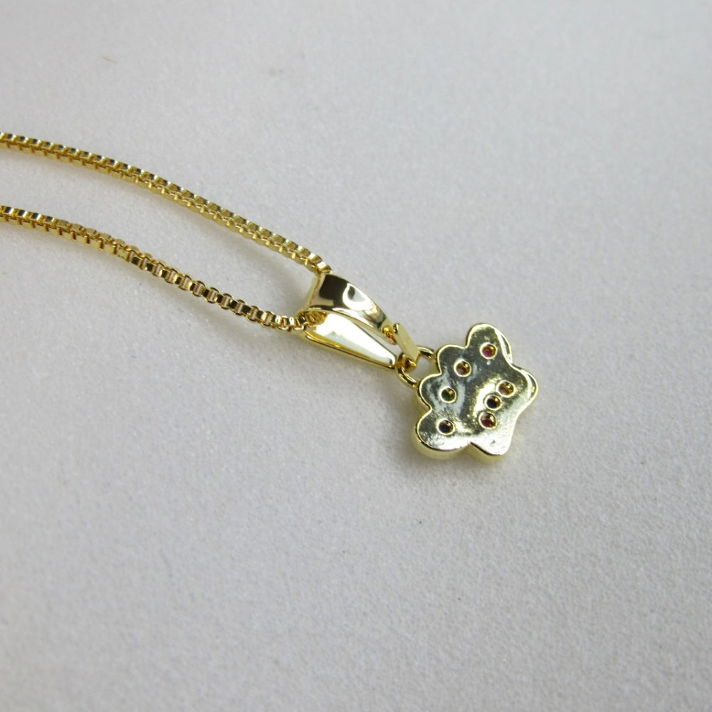 Colar Pingente Patinha De Cachorro Colorida Banhado em Ouro 18k