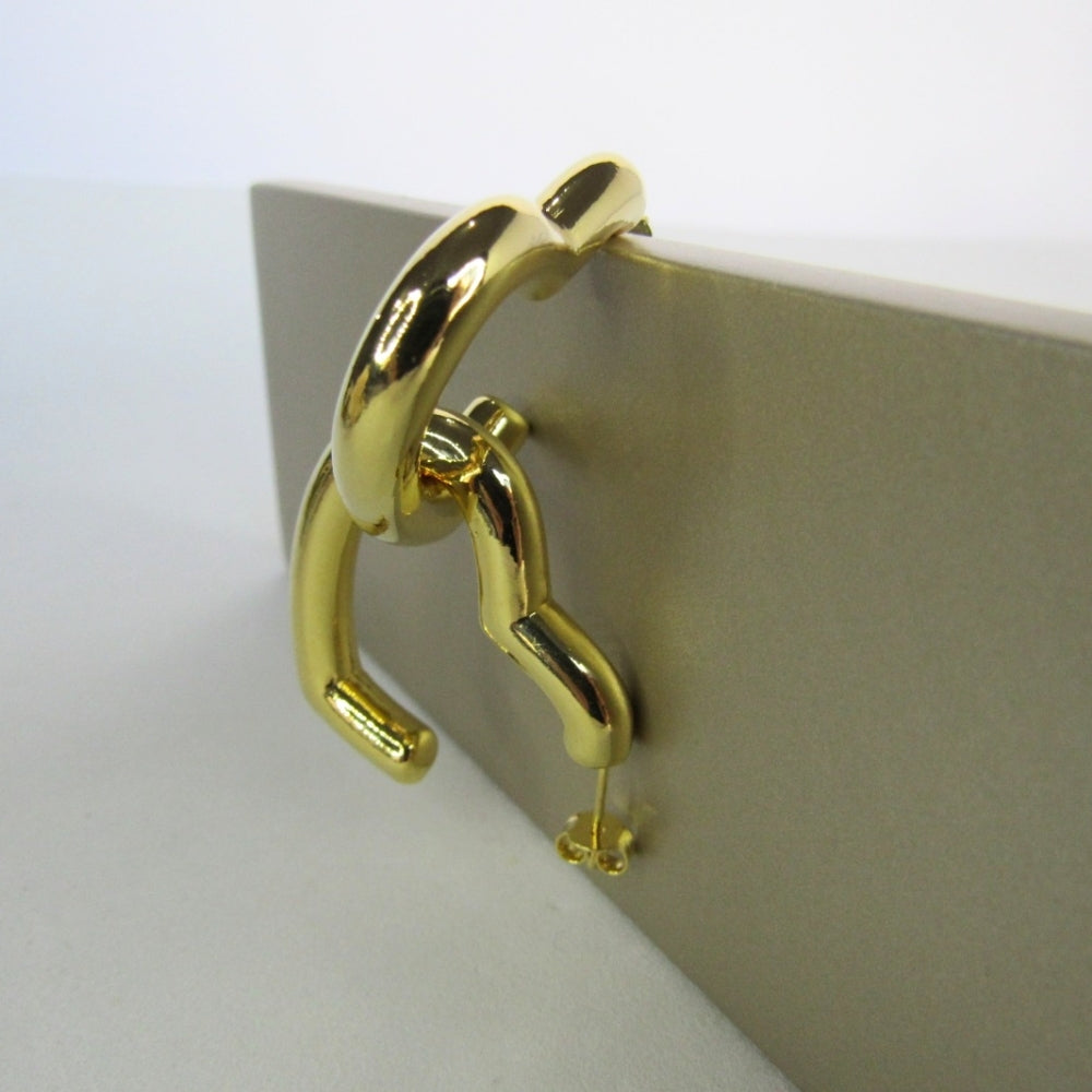 Brinco Argola de Coração Grossa Banhado em Ouro 18k