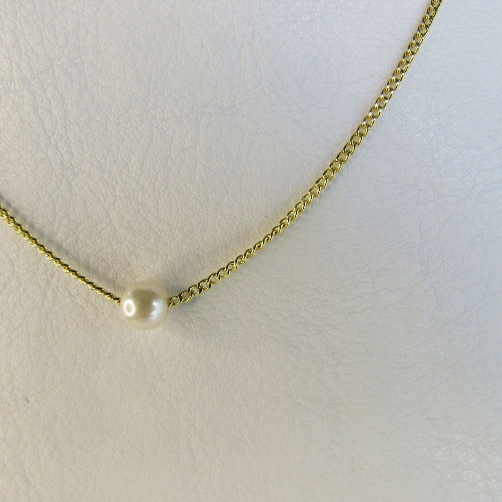 Choker Com Uma Pérola Banhado em Ouro 18k