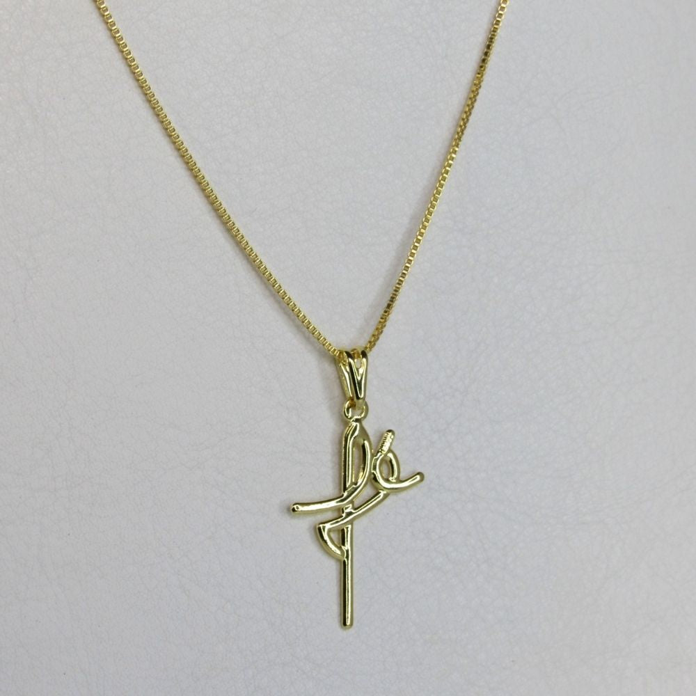 Colar Com Pingente Da Fé Banhado em Ouro 18k