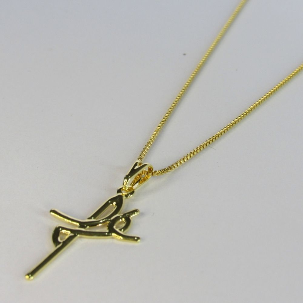 Colar Com Pingente Da Fé Banhado em Ouro 18k