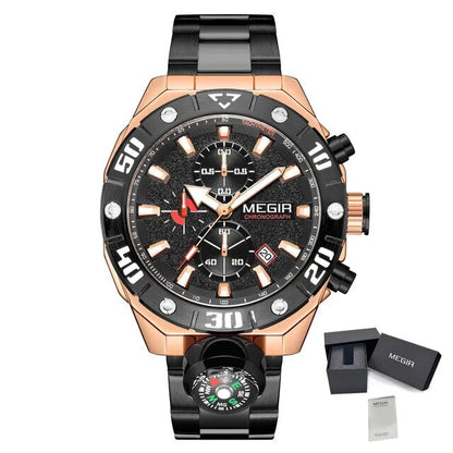 MEGIR Watch Top Brand Luxury Business Quartz Watches Chronograph Stainless Steel Calendar Luminous Clock WristWatch Montre Homme-16