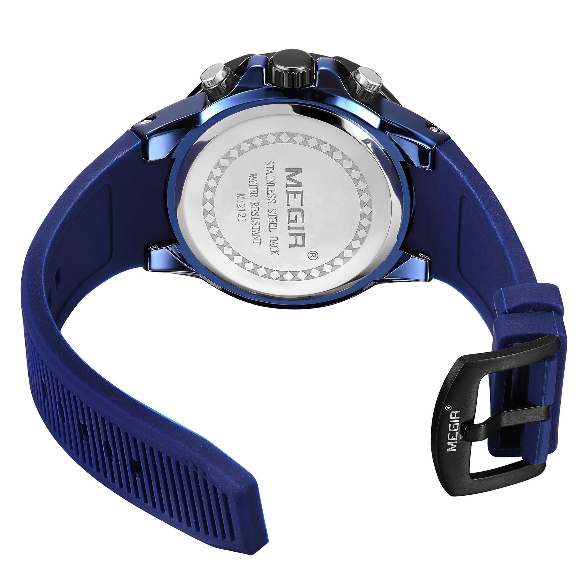 MEGIR Men Wristwatch Top Brand Luxury Silicone Strap Sport Watches Waterproof Luminous Quartz Clock Chronograph Reloj Hombre-7
