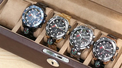 MEGIR Watch Top Brand Luxury Business Quartz Watches Chronograph Stainless Steel Calendar Luminous Clock WristWatch Montre Homme-15