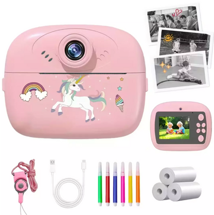 Câmera Infantil que Imprime Foto Instantânea - Filmadora HD - Azul e Rosa