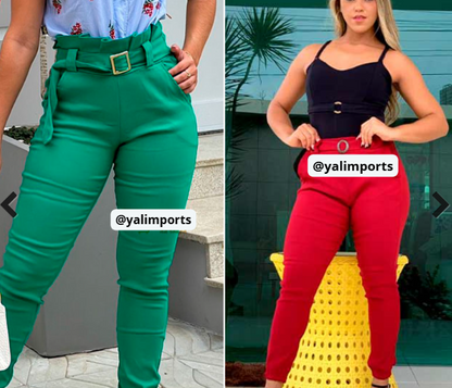 Calça feminina Bengaline com fivela