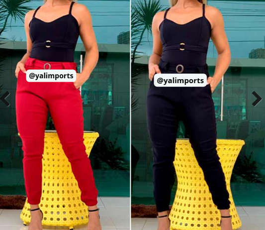 Calça feminina Bengaline com fivela