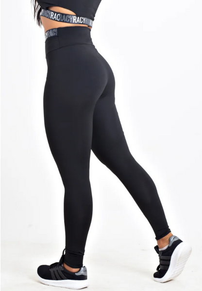 Calça legging preta cintura alta com elástico