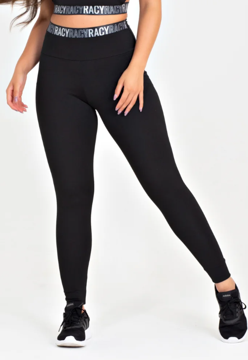 Calça legging preta cintura alta com elástico