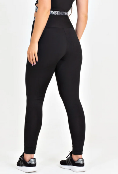 Calça legging preta cintura alta com elástico