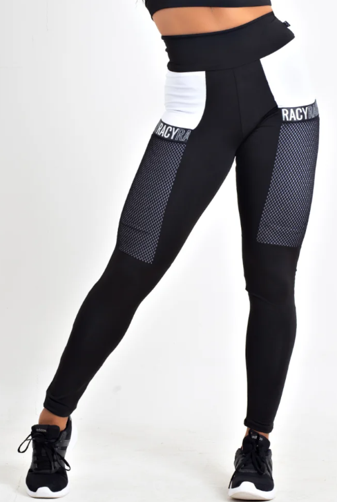 Calça legging cintura alta preto com bolso e elástico