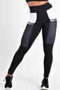 Calça legging cintura alta preto com bolso e elástico
