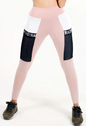 Calça legging cintura alta rose com bolso e elástico