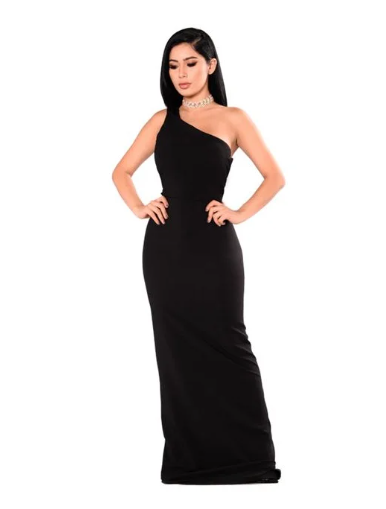 Vestido longo - Uma alça ombro (Nu social festa)