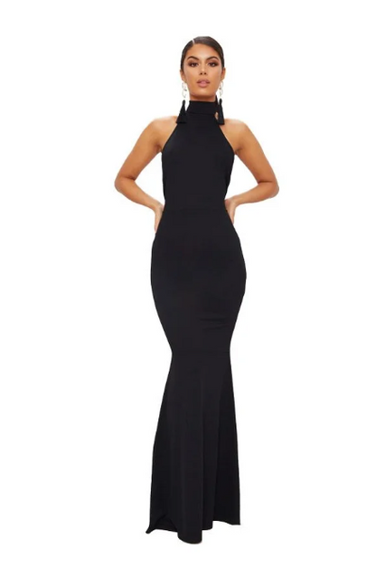 Vestido longo gola alta - Social Festa