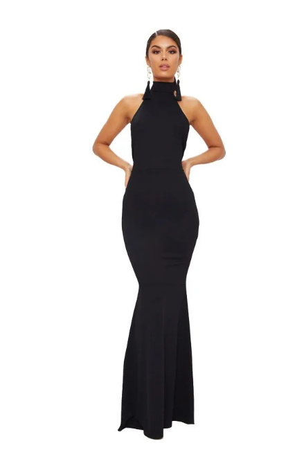 Vestido longo gola alta - Social Festa