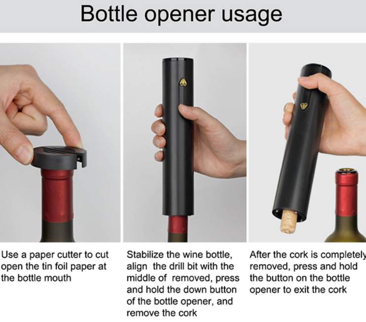 Abridor de Vinho elétrico - Portátil