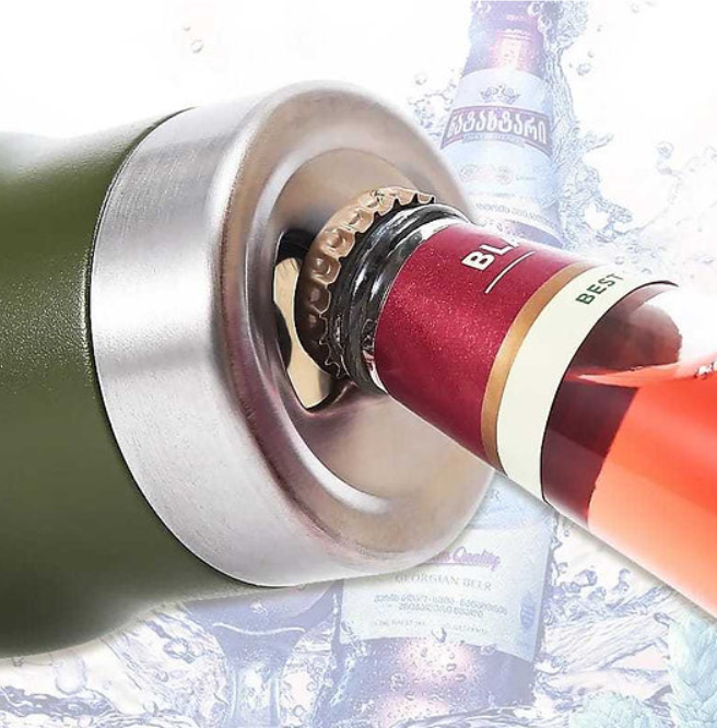 Copo térmico 502ml c/ abridor e tampa Inox - Bebidas geladas e quentes