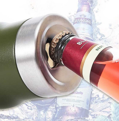 Copo térmico 502ml c/ abridor e tampa Inox - Bebidas geladas e quentes