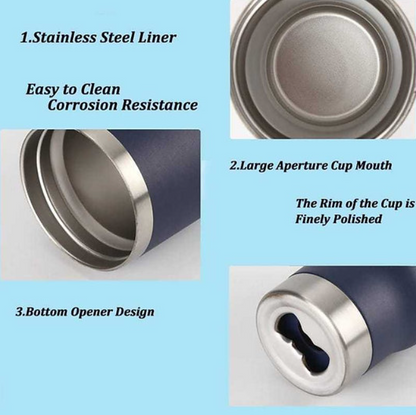 Copo térmico 502ml c/ abridor e tampa Inox - Bebidas geladas e quentes