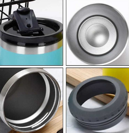 Copo térmico 502ml c/ abridor e tampa Inox - Bebidas geladas e quentes