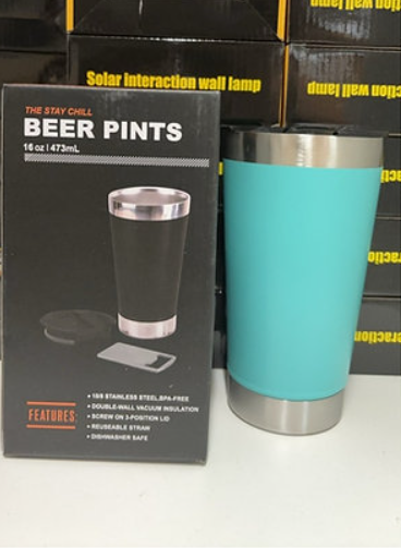 Copo térmico 502ml c/ abridor e tampa Inox - Bebidas geladas e quentes