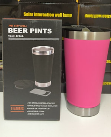 Copo térmico 502ml c/ abridor e tampa Inox - Bebidas geladas e quentes