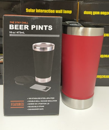 Copo térmico 502ml c/ abridor e tampa Inox - Bebidas geladas e quentes