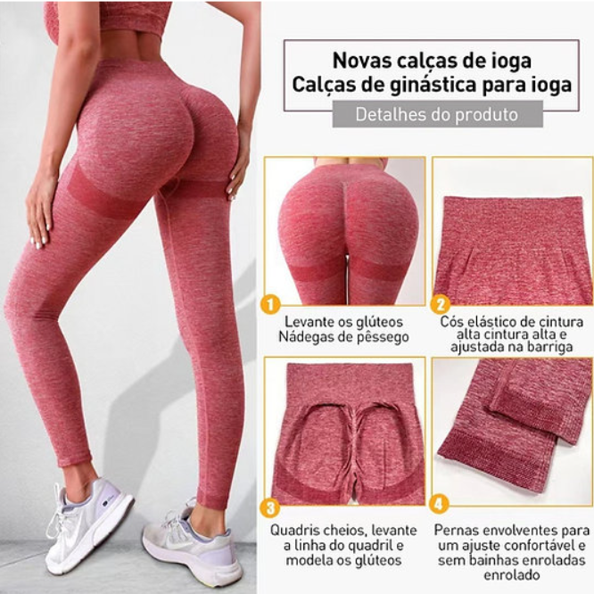 Kit 2 Peças Fitness calça legging levanta Bumbum + Top